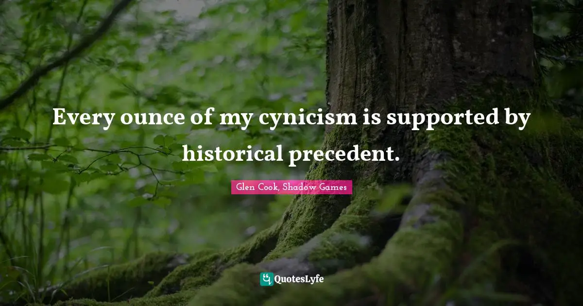 Every ounce of my cynicism is supported by historical precedent.