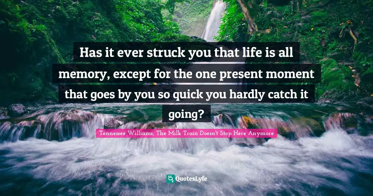 Has it ever struck you that life is all memory, except for the one present moment that goes by you so quick you hardly catch it going?
