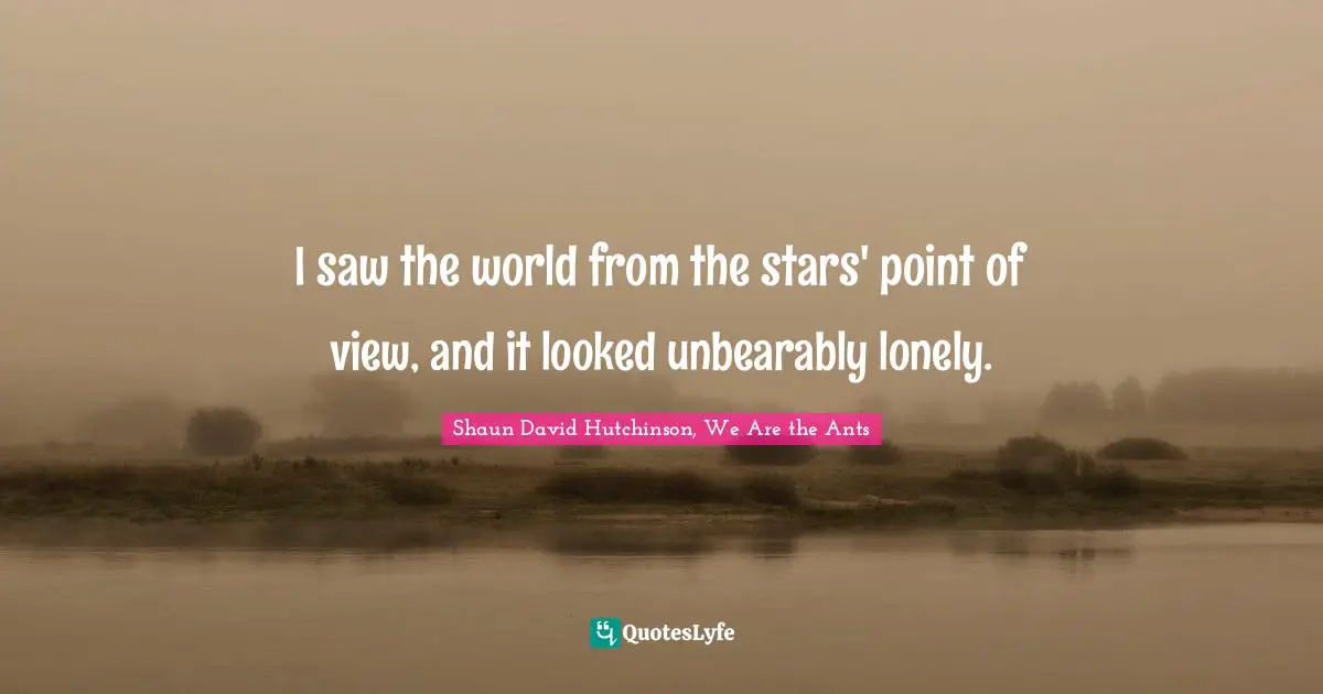 I saw the world from the stars' point of view, and it looked unbearably lonely.