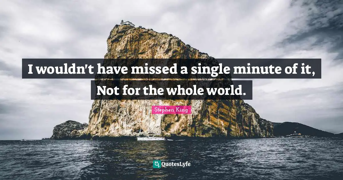 Stephen King Quotes: I wouldn't have missed a single minute of it, Not for the whole world.