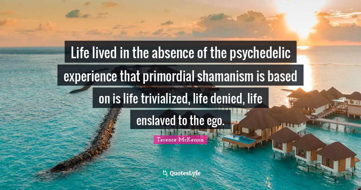 Life lived in the absence of the psychedelic experience that primordial shamanism is based on is life trivialized, life denied, life enslaved to the ego.