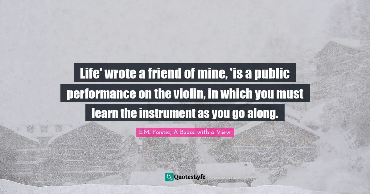 Life' wrote a friend of mine, 'is a public performance on the violin, in which you must learn the instrument as you go along.