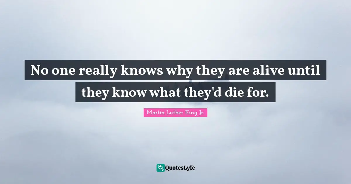 No one really knows why they are alive until they know what they'd die for.