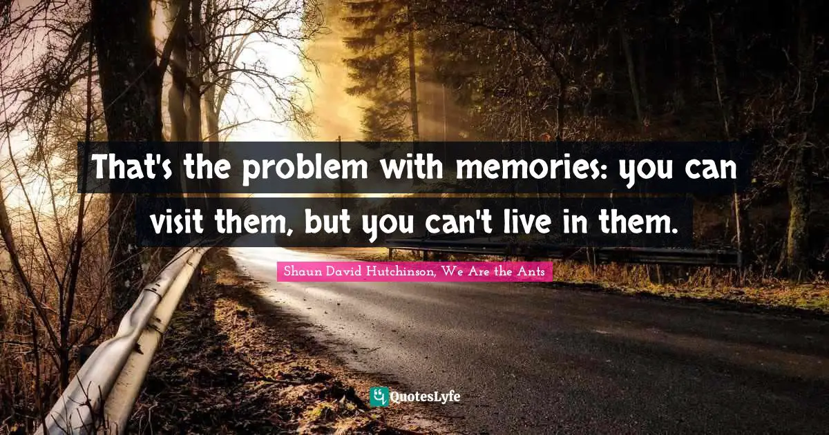 That's the problem with memories: you can visit them, but you can't live in them.