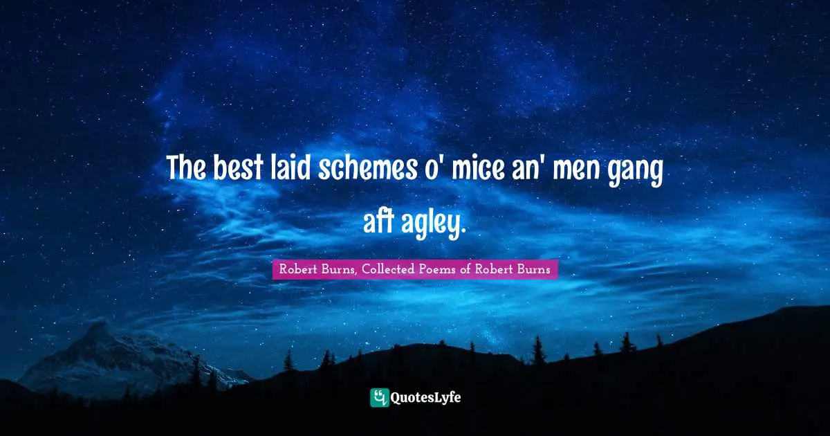 Robert Burns Quotes: "The best laid schemes o' mice an' men gang aft agley."