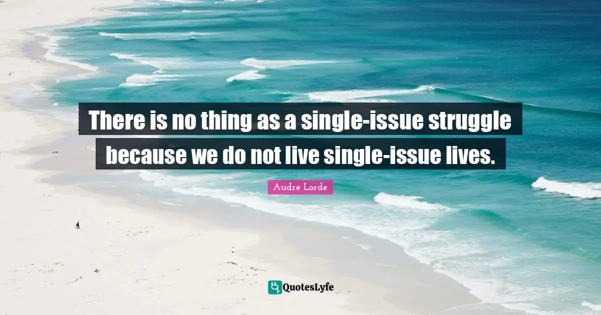 Audre Lorde Quotes: There is no thing as a single-issue struggle because we do not live single-issue lives.