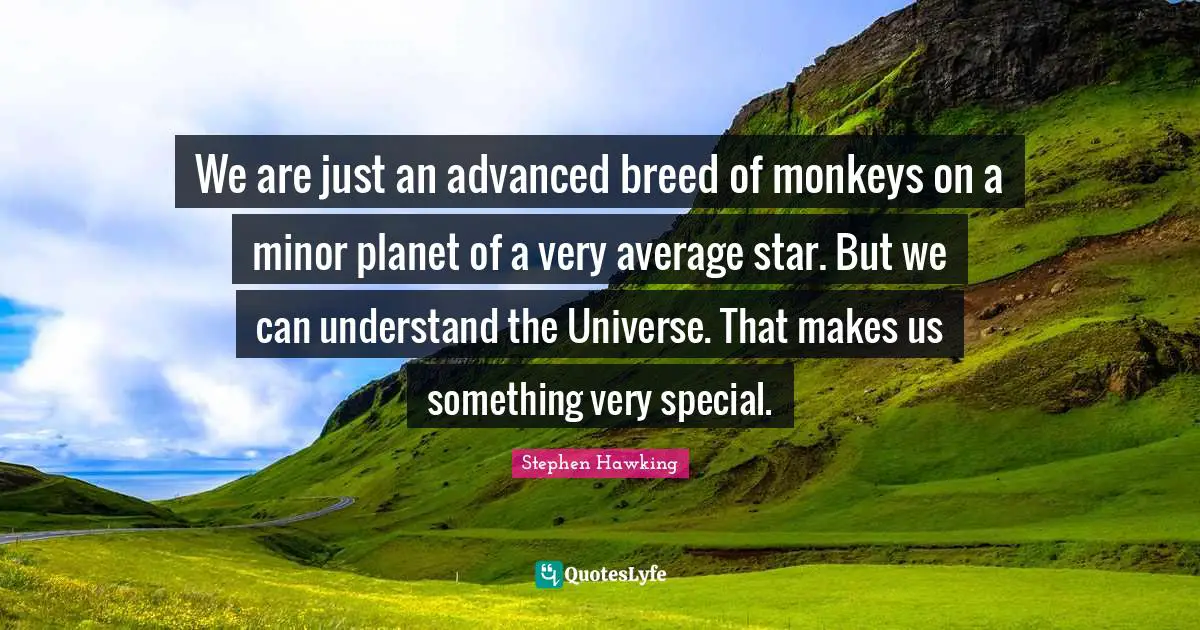 We are just an advanced breed of monkeys on a minor planet of a very average star. But we can understand the Universe. That makes us something very special.