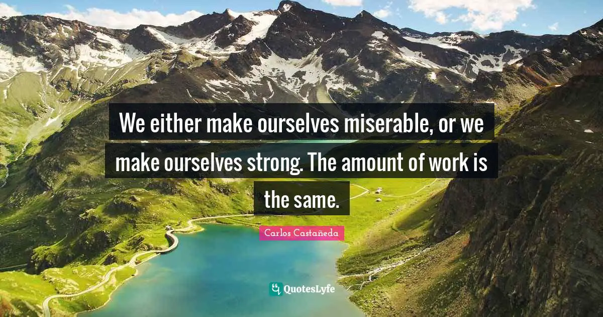 We either make ourselves miserable, or we make ourselves strong. The amount of work is the same.
