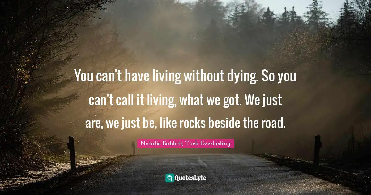 You can't have living without dying. So you can't call it living, what we got. We just are, we just be, like rocks beside the road.