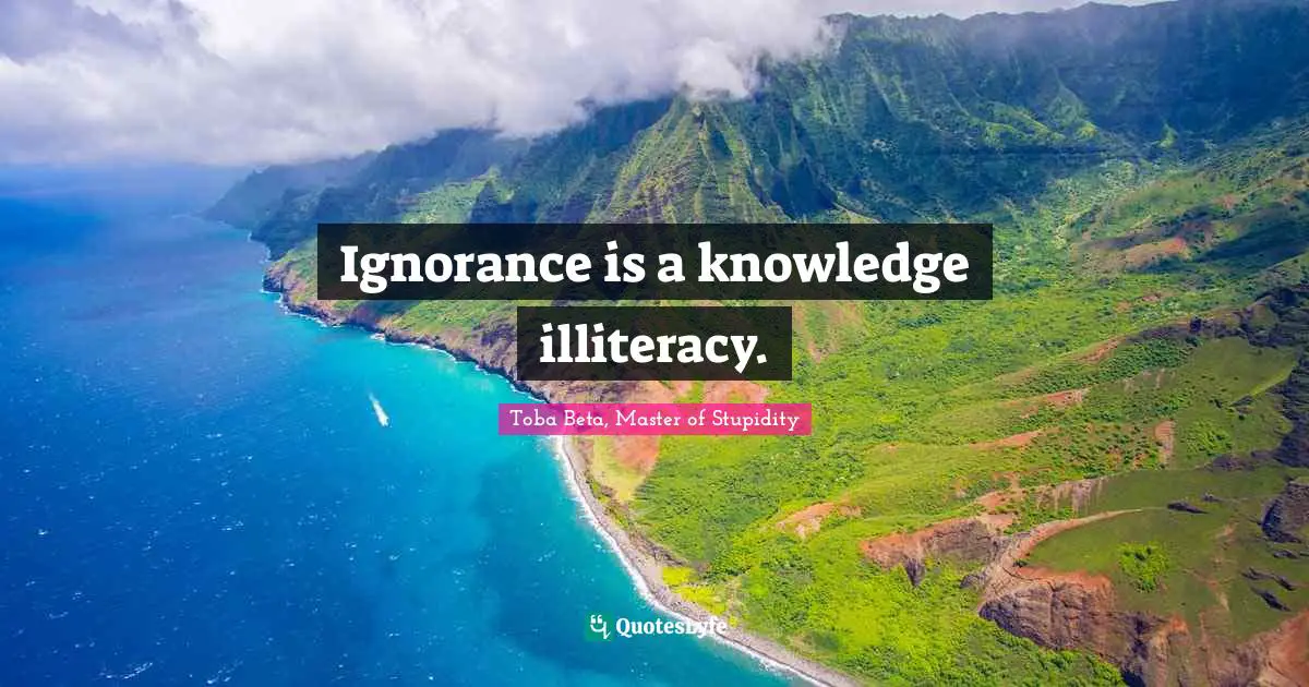 Ignorance is a knowledge illiteracy.