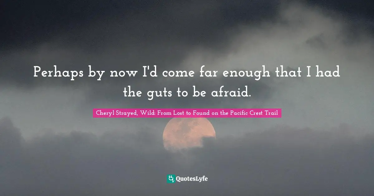 Perhaps by now I'd come far enough that I had the guts to be afraid.