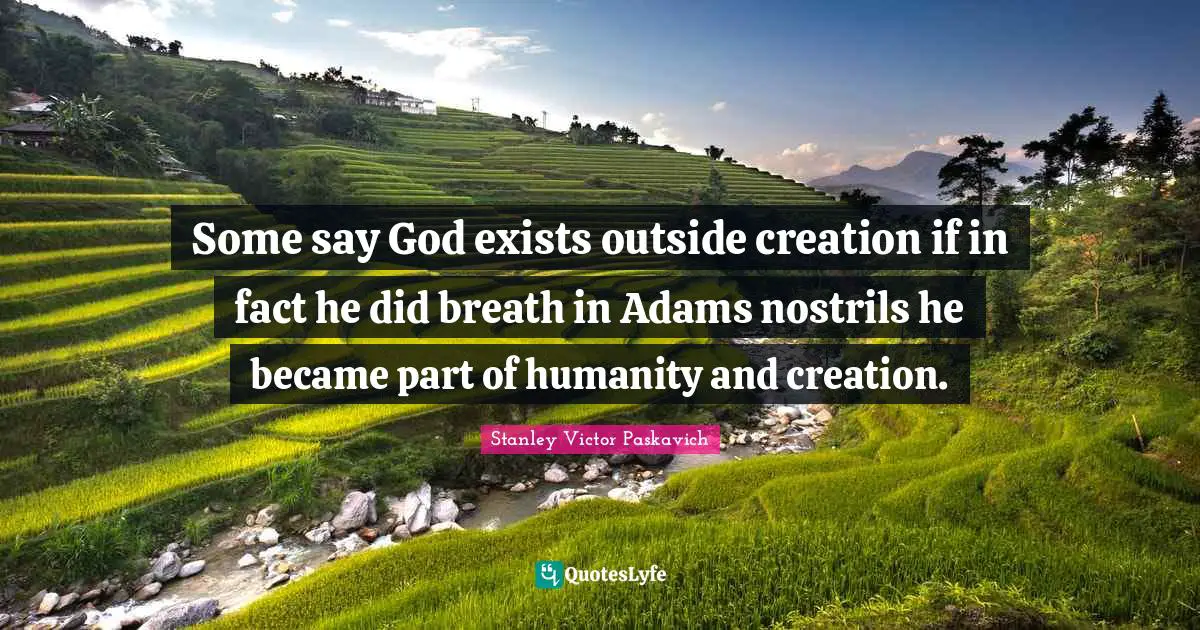 Some say God exists outside creation if in fact he did breath in Adams nostrils he became part of humanity and creation.