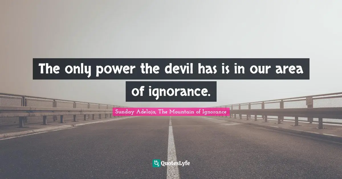 Sunday Adelaja, The Mountain of Ignorance Quotes: The only power the devil has is in our area of ignorance.