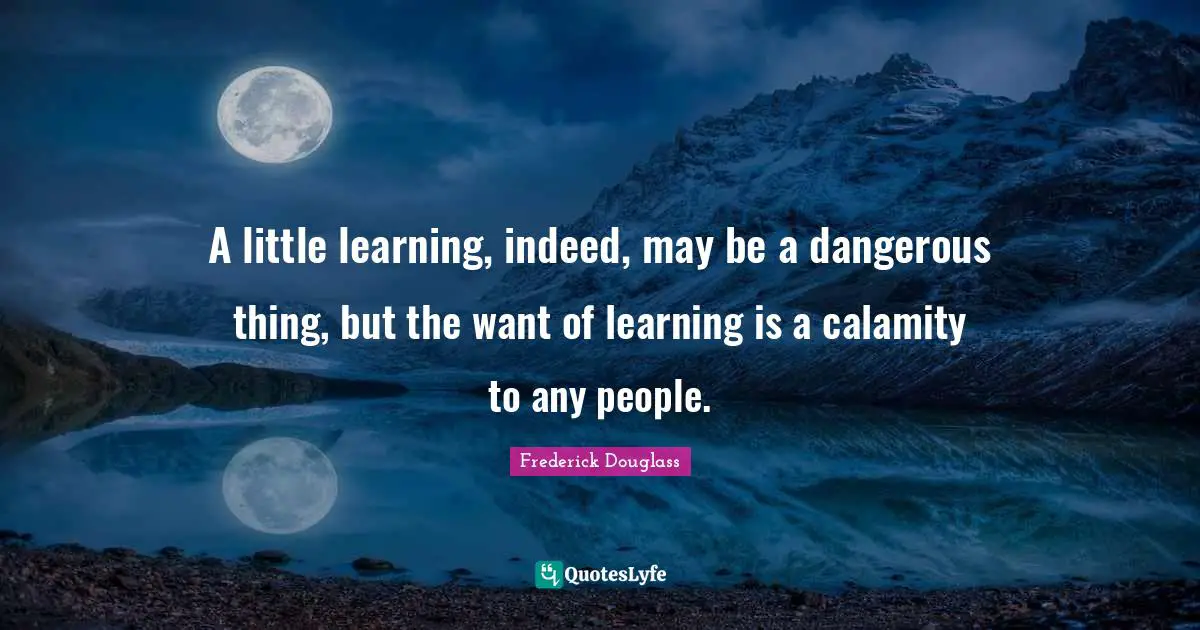 A little learning, indeed, may be a dangerous thing, but the want of learning is a calamity to any people.