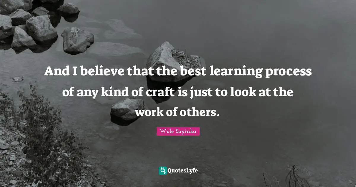 And I believe that the best learning process of any kind of craft is just to look at the work of others.