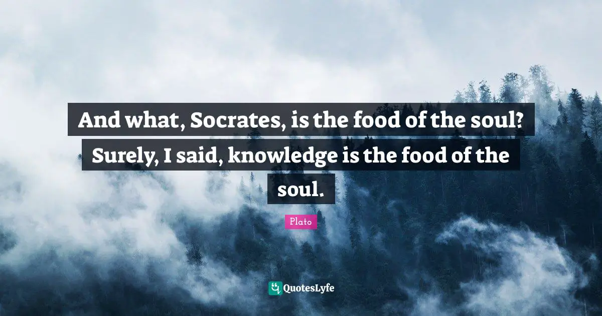 And what, Socrates, is the food of the soul? Surely, I said, knowledge is the food of the soul.