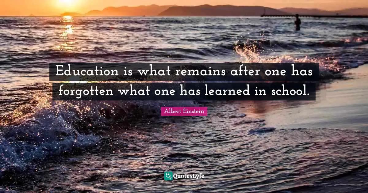 School Quotes: "Education is what remains after one has forgotten what one has learned in school."
