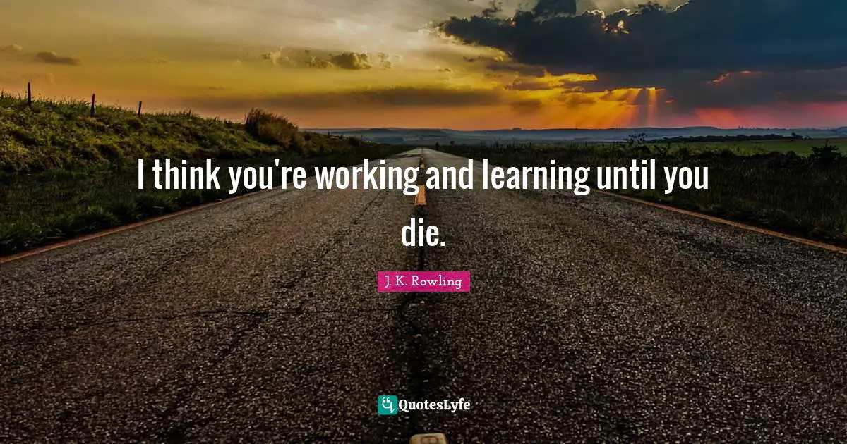 I think you're working and learning until you die.