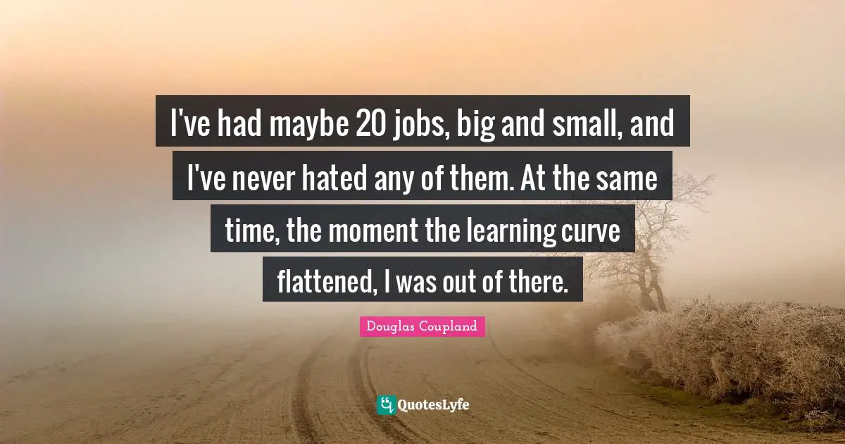 I've had maybe 20 jobs, big and small, and I've never hated any of them. At the same time, the moment the learning curve flattened, I was out of there.