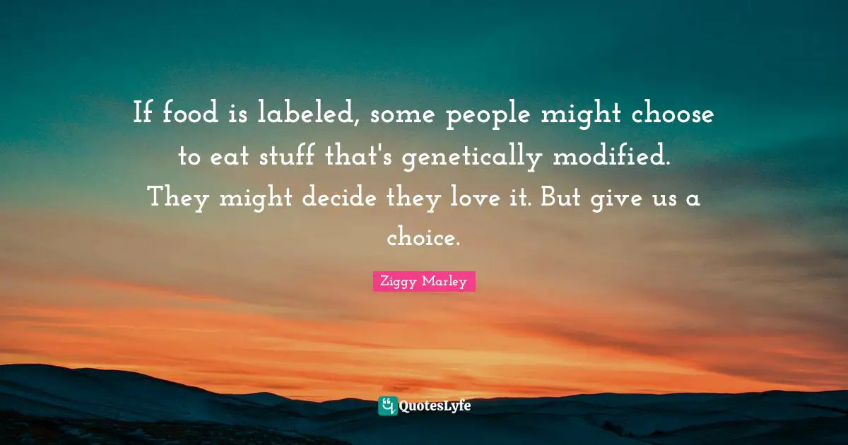 If food is labeled, some people might choose to eat stuff that's genetically modified. They might decide they love it. But give us a choice.
