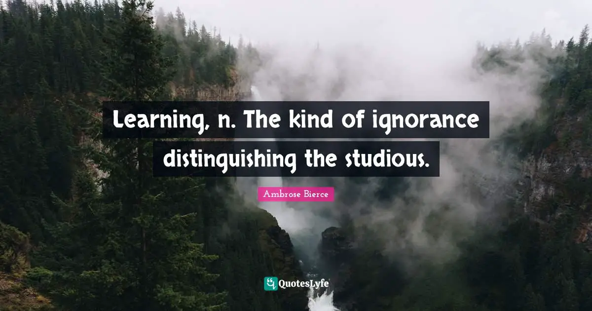 Learning, n. The kind of ignorance distinguishing the studious.