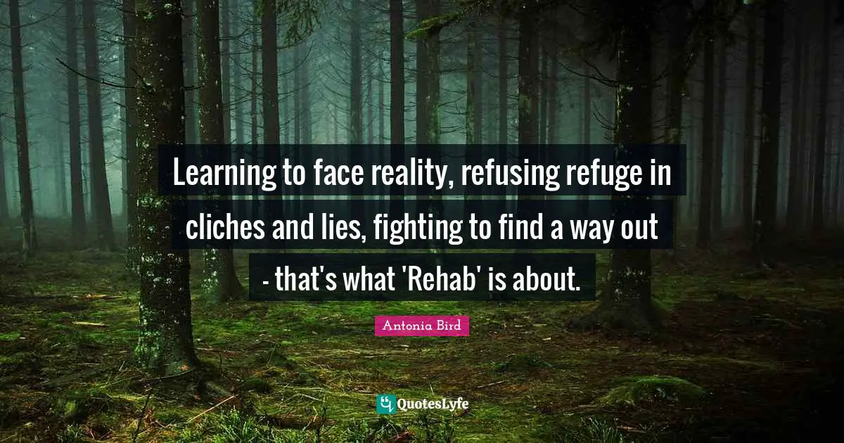 Learning to face reality, refusing refuge in cliches and lies, fighting to find a way out - that's what 'Rehab' is about.