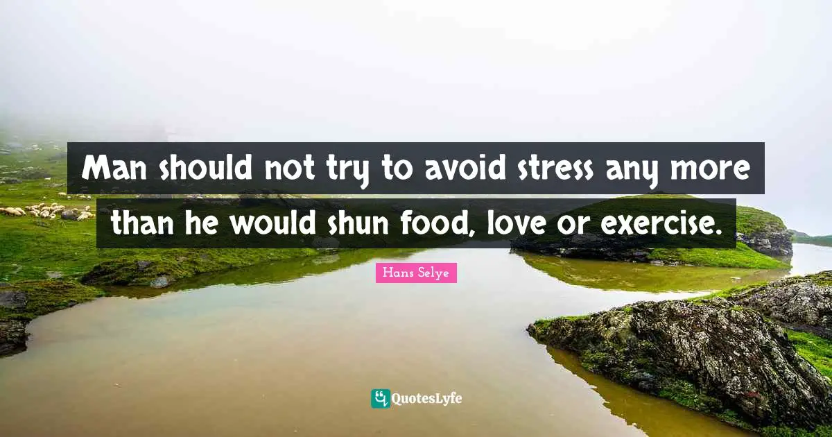 Man should not try to avoid stress any more than he would shun food, love or exercise.
