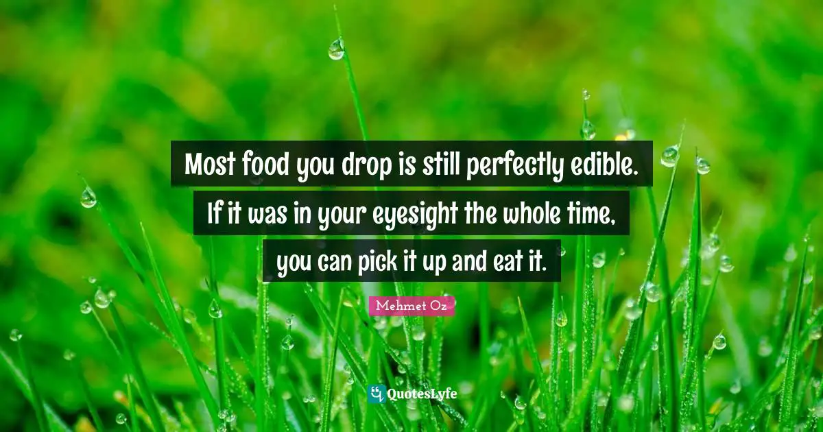 Most food you drop is still perfectly edible. If it was in your eyesight the whole time, you can pick it up and eat it.