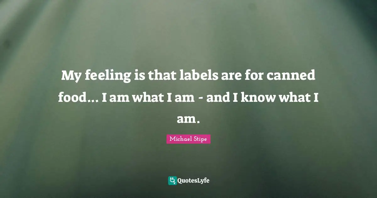 My feeling is that labels are for canned food... I am what I am - and I know what I am.