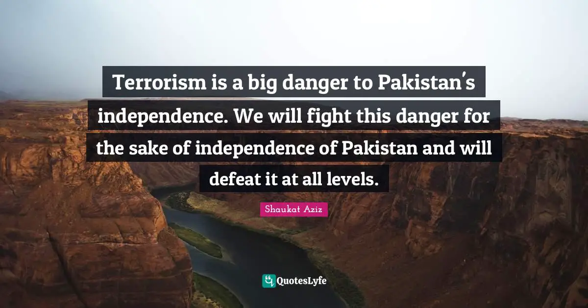 Terrorism is a big danger to Pakistan's independence. We will fight this danger for the sake of independence of Pakistan and will defeat it at all levels.