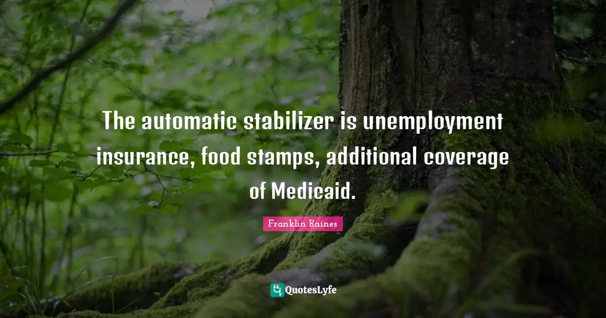 The automatic stabilizer is unemployment insurance, food stamps, additional coverage of Medicaid.