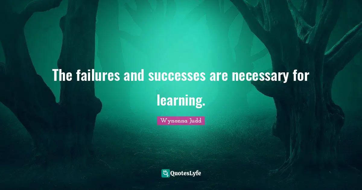 The failures and successes are necessary for learning.