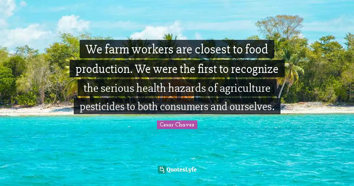We farm workers are closest to food production. We were the first to recognize the serious health hazards of agriculture pesticides to both consumers and ourselves.