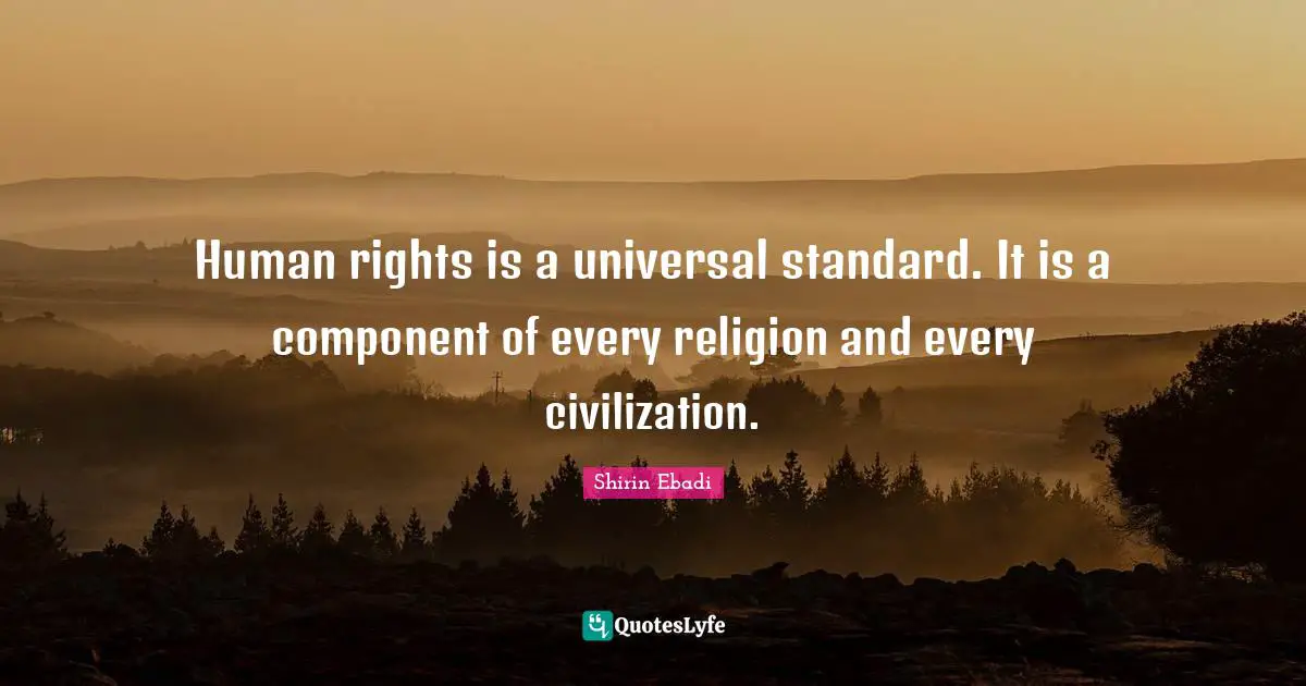 Human Rights Quotes: "Human rights is a universal standard. It is a component of every religion and every civilization."