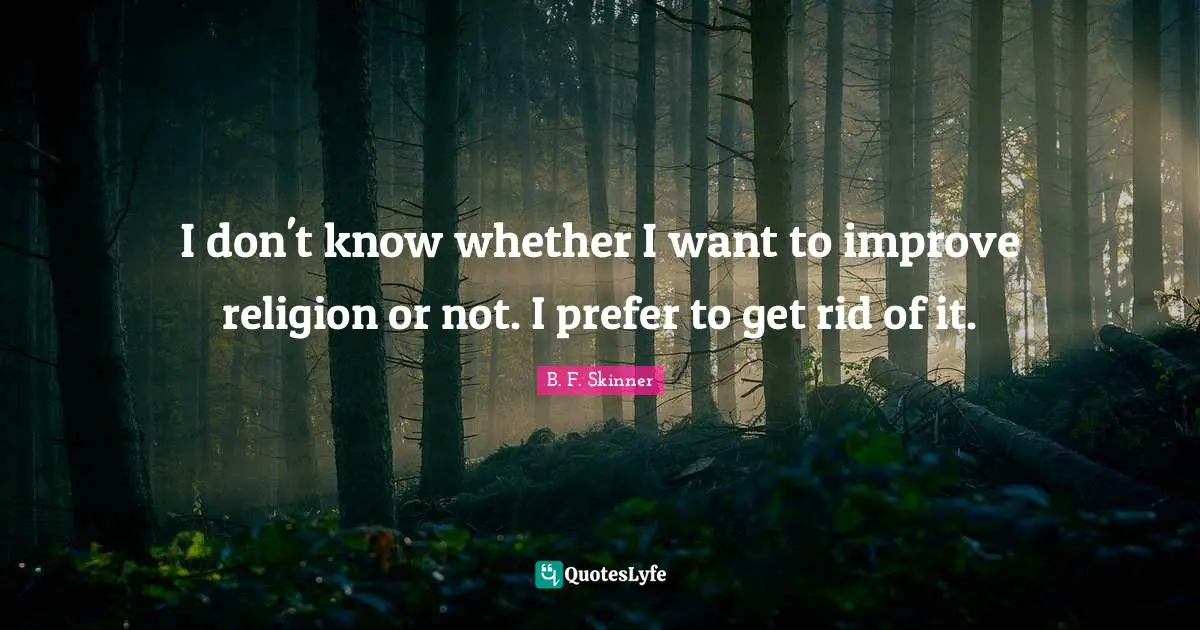 I don't know whether I want to improve religion or not. I prefer to get rid of it.