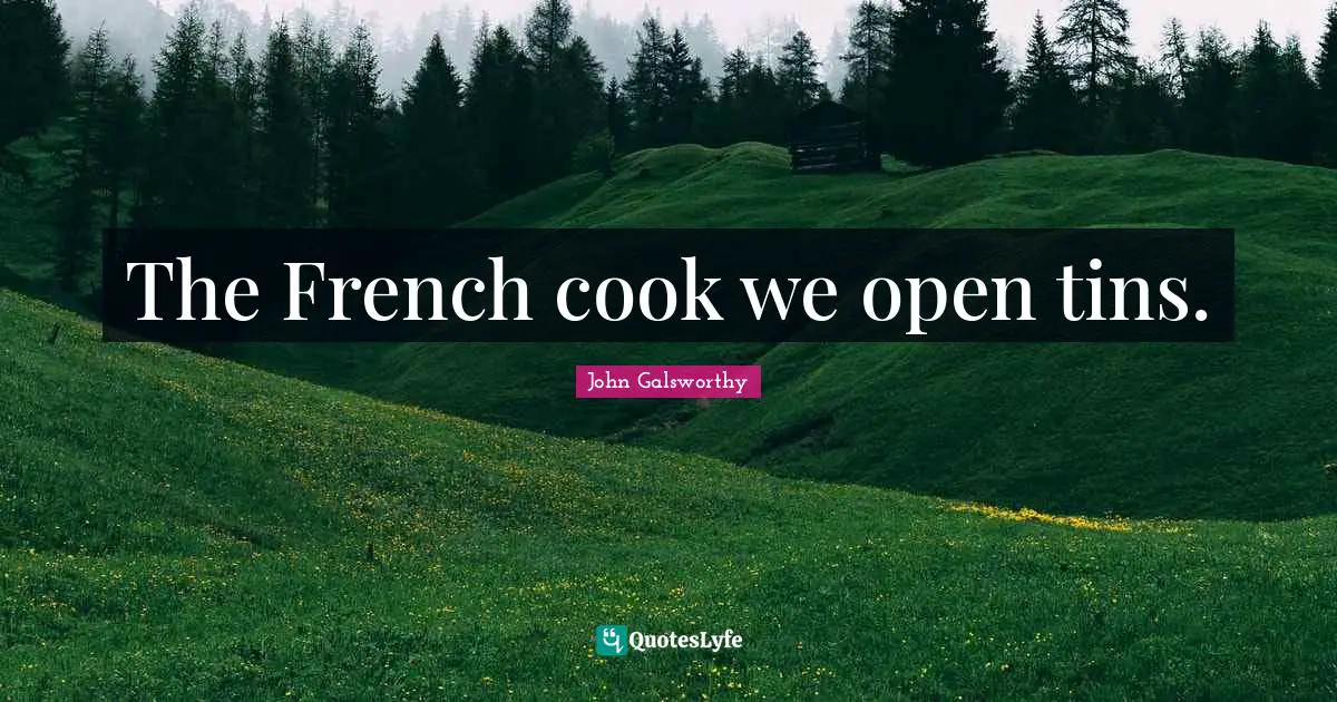 John Galsworthy Quotes: "The French cook we open tins."