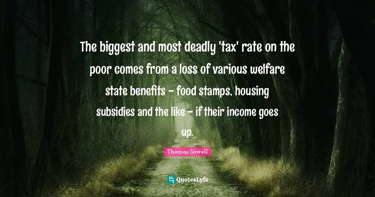 The biggest and most deadly 'tax' rate on the poor comes from a loss of various welfare state benefits - food stamps, housing subsidies and the like - if their income goes up.