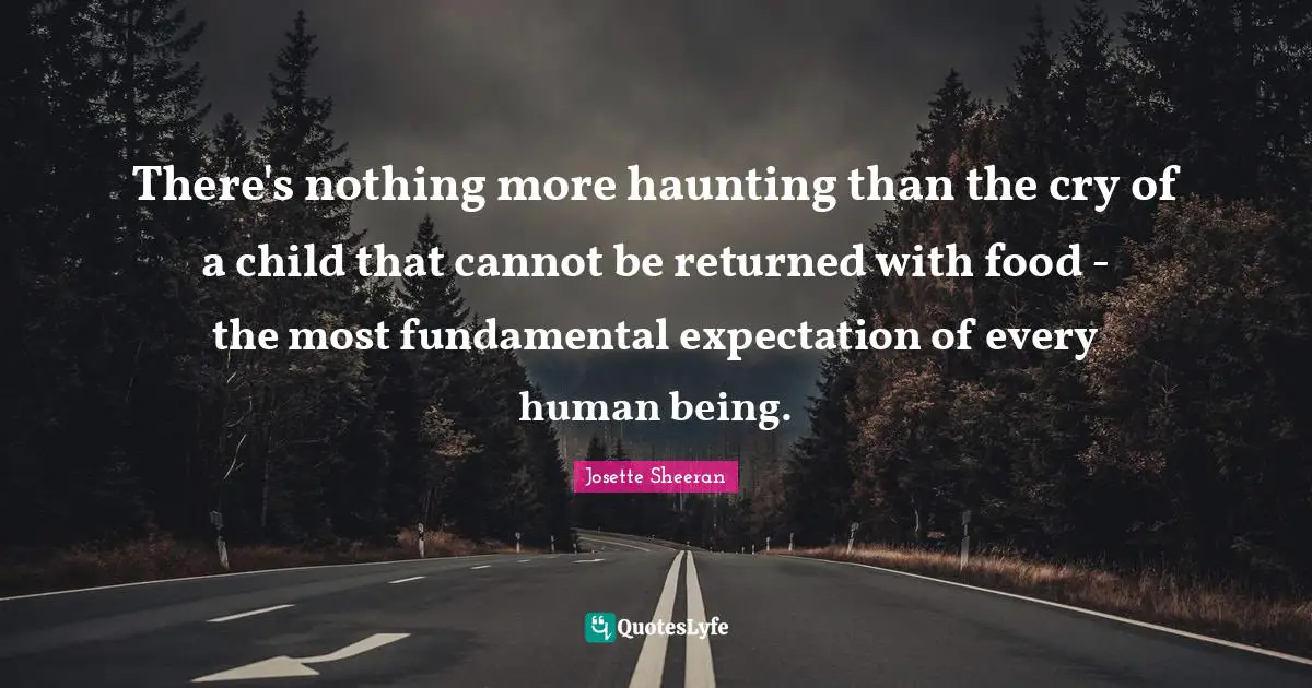 Expectation Quotes: "There's nothing more haunting than the cry of a child that cannot be returned with food - the most fundamental expectation of every human being."