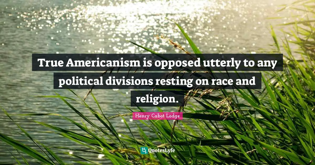 True Americanism is opposed utterly to any political divisions resting on race and religion.