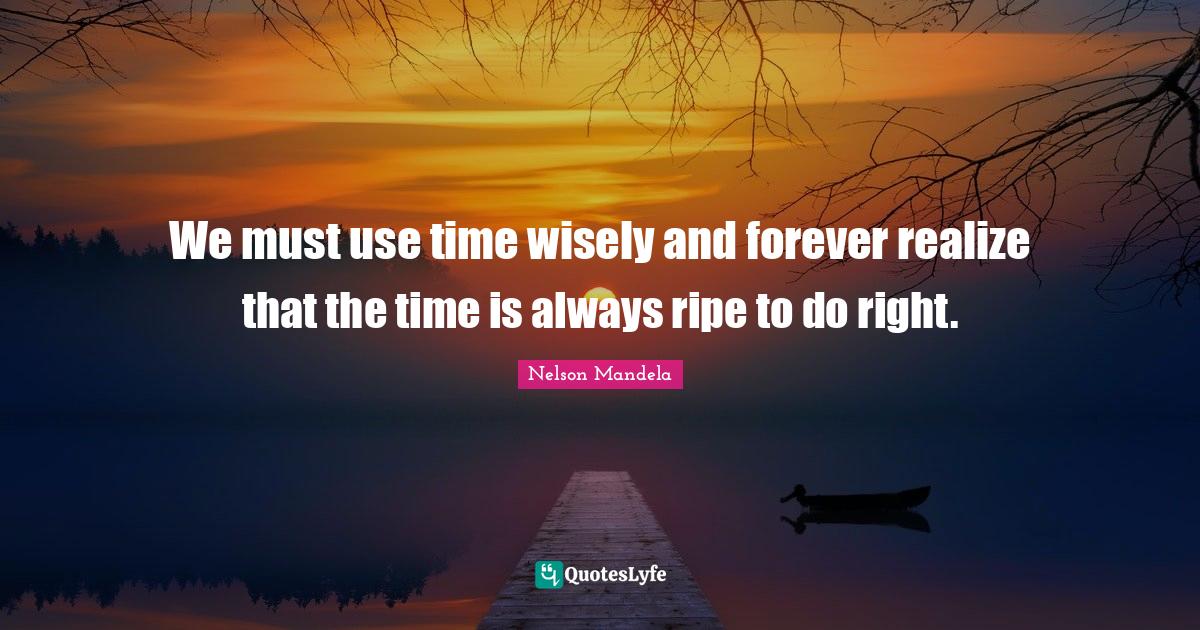 We must use time wisely and forever realize that the time is always ri