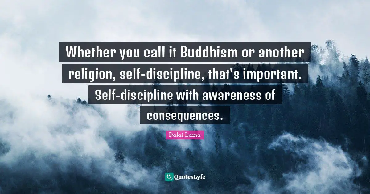 Whether you call it Buddhism or another religion, self-discipline, that's important. Self-discipline with awareness of consequences.