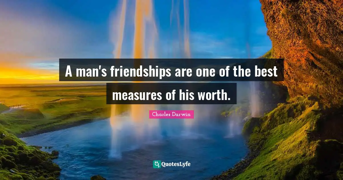 Charles Darwin Quotes: "A man's friendships are one of the best measures of his worth."