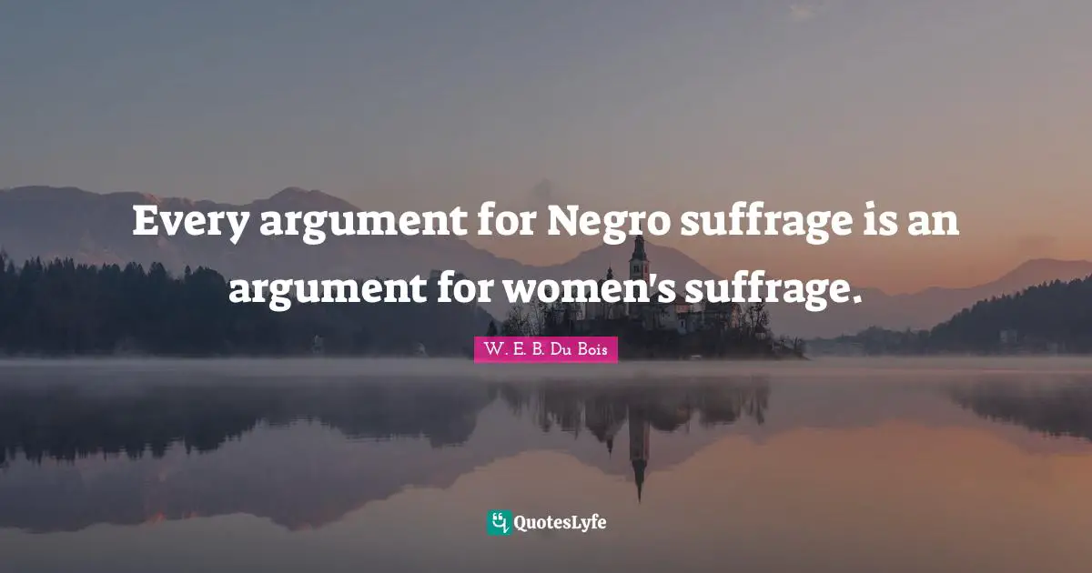 Every argument for Negro suffrage is an argument for women's suffrage.