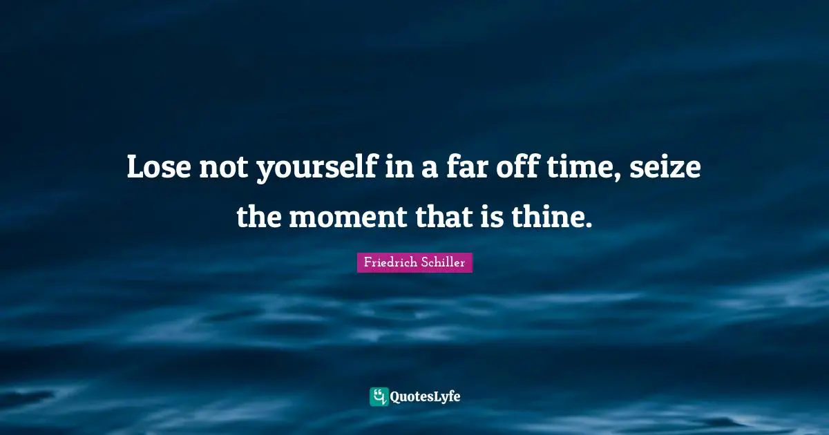Friedrich Schiller Quotes: "Lose not yourself in a far off time, seize the moment that is thine."