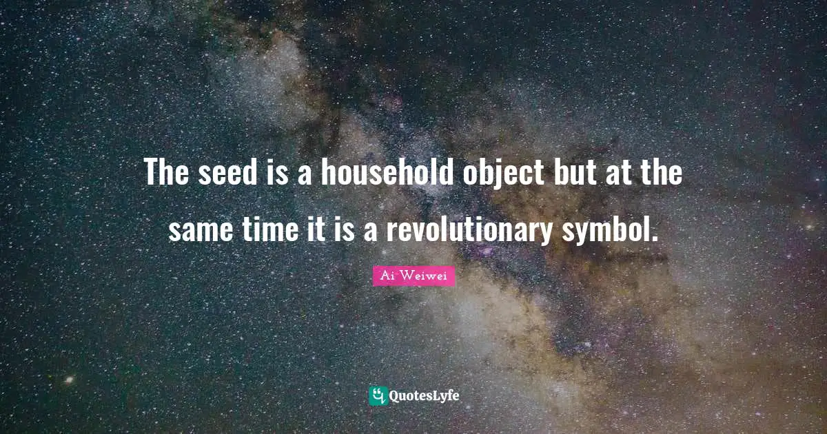 The seed is a household object but at the same time it is a revolutionary symbol.