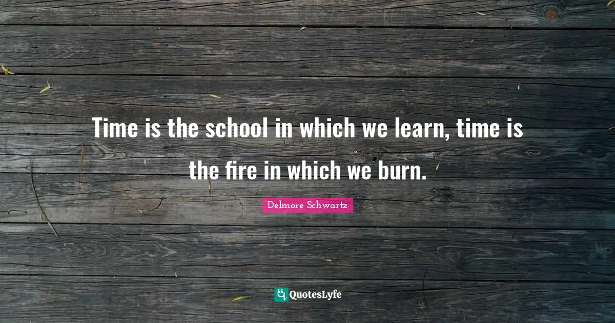 Time is the school in which we learn, time is the fire in which we burn.