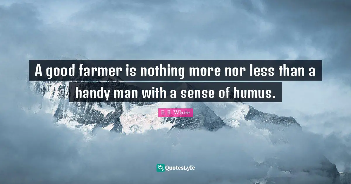 A good farmer is nothing more nor less than a handy man with a sense of humus.