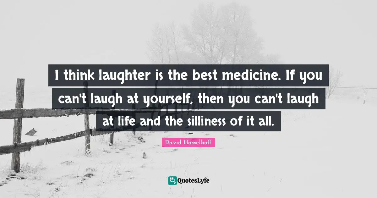 I Think Laughter Is The Best Medicine If You Can T Laugh At Yourself Quote By David Hasselhoff Quoteslyfe