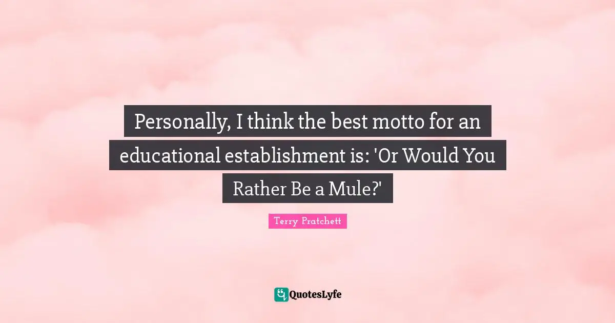 Personally, I think the best motto for an educational establishment is: 'Or Would You Rather Be a Mule?'