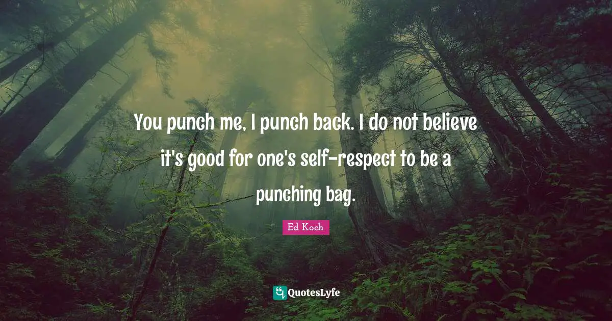 You punch me, I punch back. I do not believe it's good for one's self-respect to be a punching bag.
